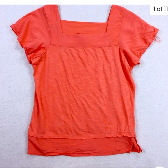 Vince Camuto coral square neck flutter sleeve shirt - Picture 1 of 5